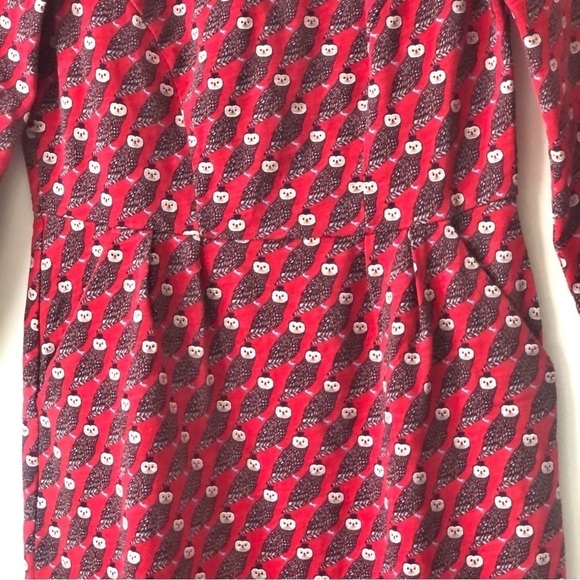 Boden Poinsettia Regal Owl Penny Jersey Knit Dress With Pockets 100% Cotton 4P - Picture 9 of 12